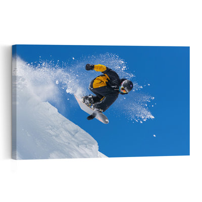 Snowboarder Takes Flight Abstract Contemporary Mountain Winter Wall Art Print