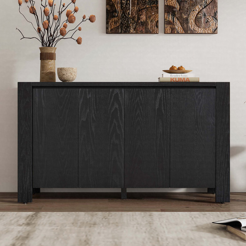 Retro 59" Wide Rectangular Buffet Table, Black