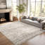 Tapis floral à motif de médaillon lavable à la machine (brun)-1343539466