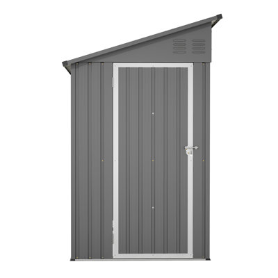 Remise de rangement moderne en métal résistante aux intempéries 4 pi x 8 pi Asa avec structure de plancher, porte simple (montage à gauche / à droite) pour la cour arrière