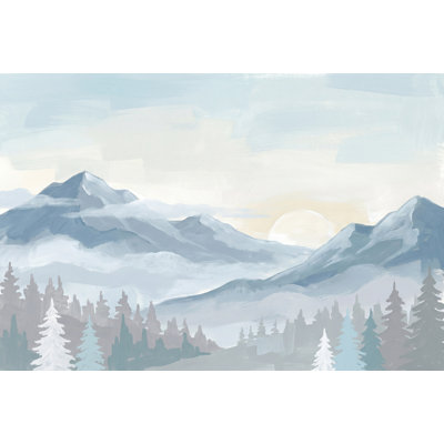 Papier peint paysage de montagne Misty Valley amovible Snowy Peaks Wall Decor