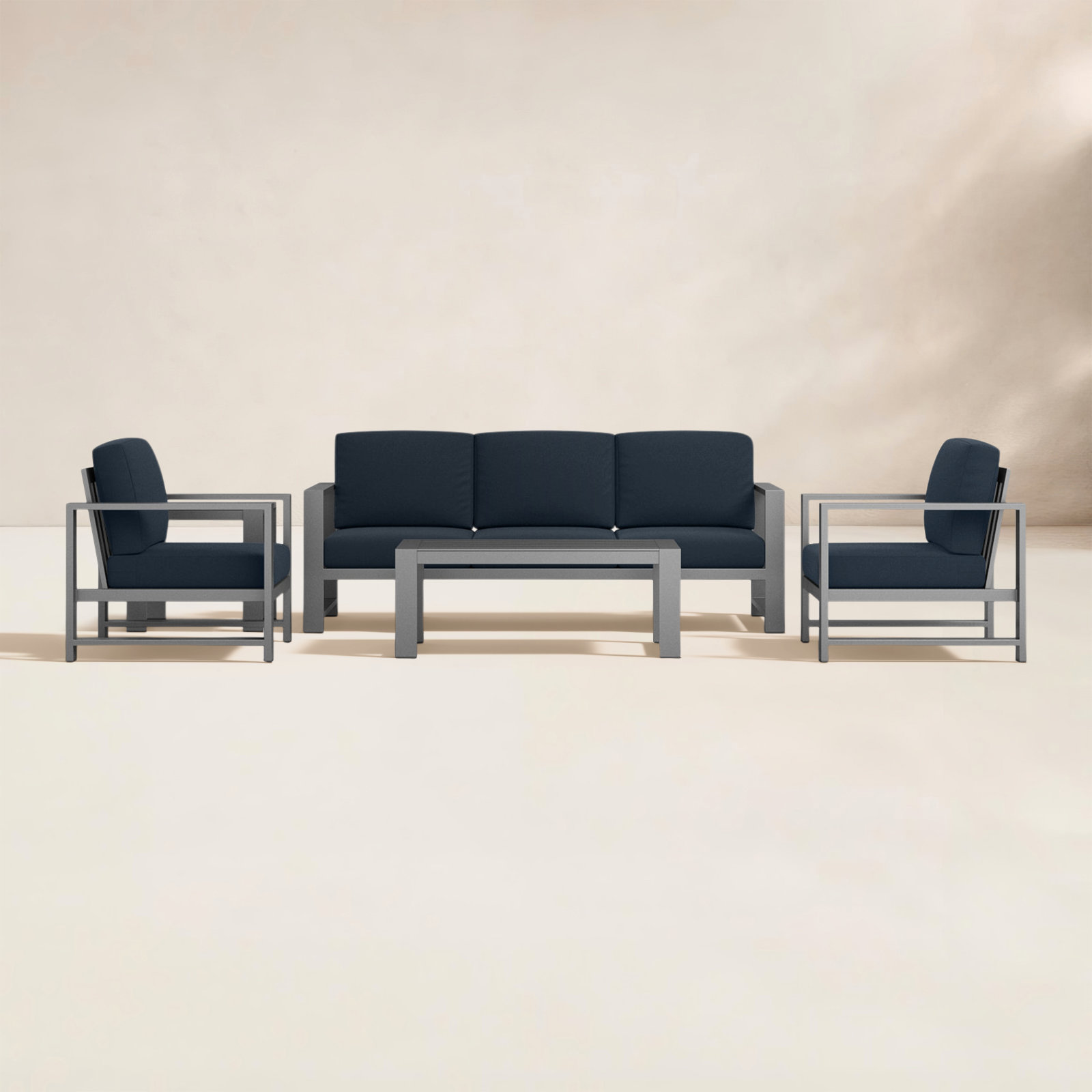 Dulcie 5 Person Seating Set with Sunbrella® Cushions, Canvas Navy Sunbrella® Canvas