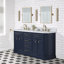 Palace 60" Carrara Quartz Countertop Bath Vanity in Monarch Blue with Faucet