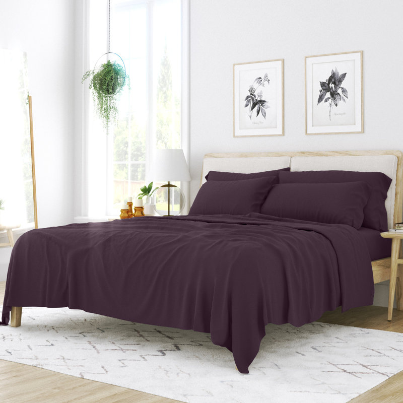 Ensemble de draps pour lit en microfibre brossée de 6 pièces Simply Soft, Mauve