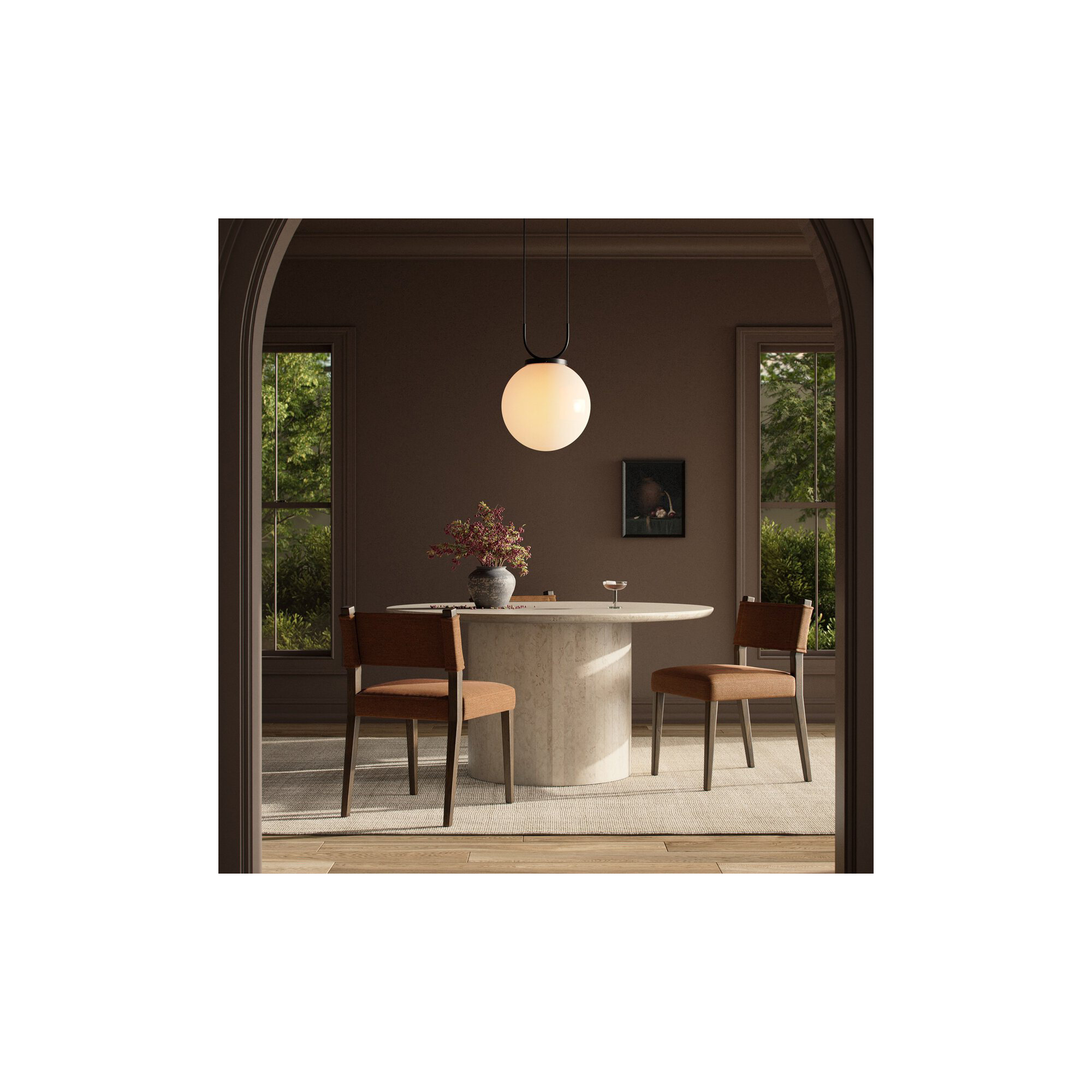 Lorretta Leather Side Chair, Polyester Laughlin Ochre, Brown