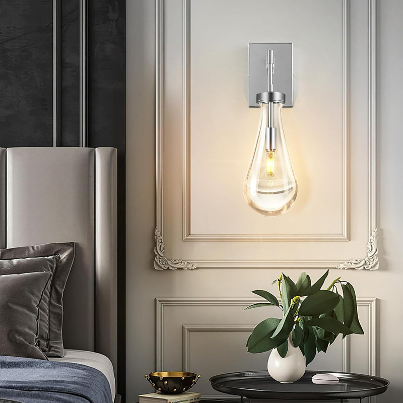 Applique murale moderne en forme de goutte de pluie avec abat-jour en verre transparent, éclairage mural pour salle de bain, bureau de réception dans le couloir, paquet D-Bronze-Rope-One