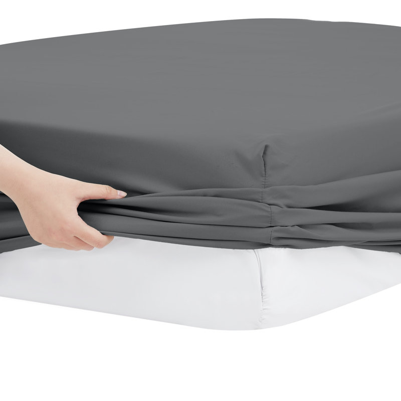 Ensemble de draps 6 pièces Modern, Ensemble de draps pour taille de lit double avec c, gris