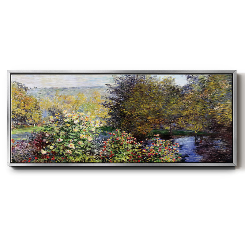 " The Corner Of The Garden At Montgeron, 1876 ", Silver Floater Frame, 8" H x 20" W x 1.5" D