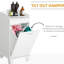 Armoire de rangement pour panier de salle de bain, 31 po, blanc inclinable, rangement supplémentaire, maximise les zones inutilisées, structure de rangement stable pour la lessive de 31 po, fonction debout avec espaces utilitaires