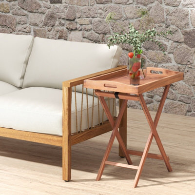 Tomasello Rectangular Solid Wood Outdoor Side Table - 68 cm W 44 cm D