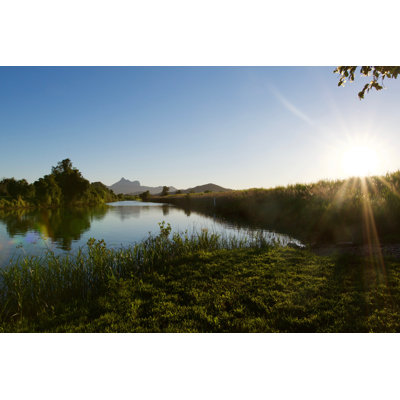 River, Sugar Cane And Sun - Wrapped Canvas Print