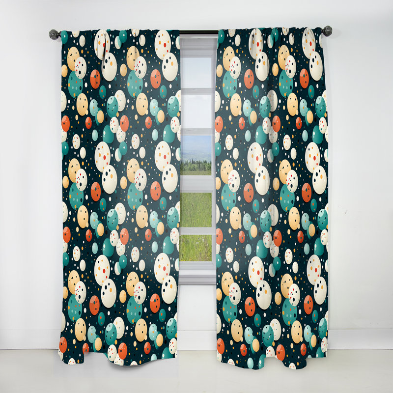 Motif rétro V à pois rétro - Rideau abstrait - Rideau abstrait obscurcissant en velours - 1 panneau, L 52 po x L 84 po