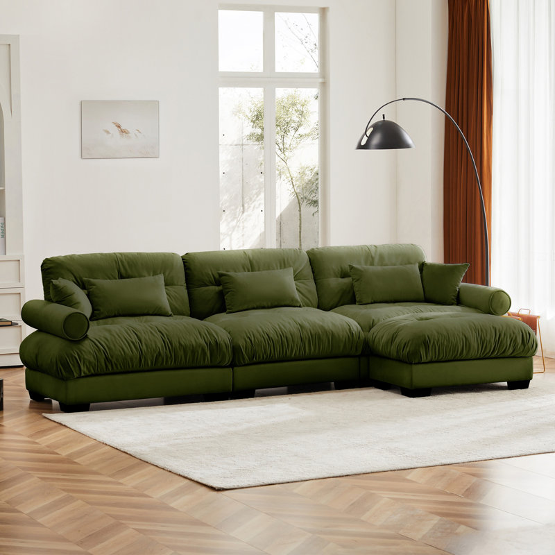 Canapé modulaire en velours surdimensionné Comfort, Vert olive