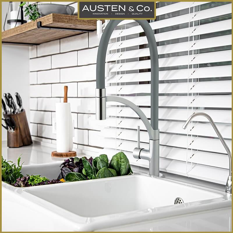 AUSTEN & Co. Kitchen Faucet, Chrome/Gunmetal