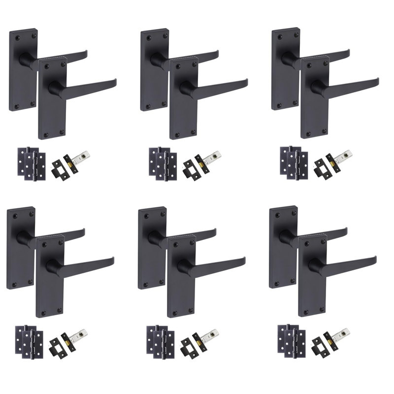  6 Pairs Victorian Straight Handle Latch Door Handle