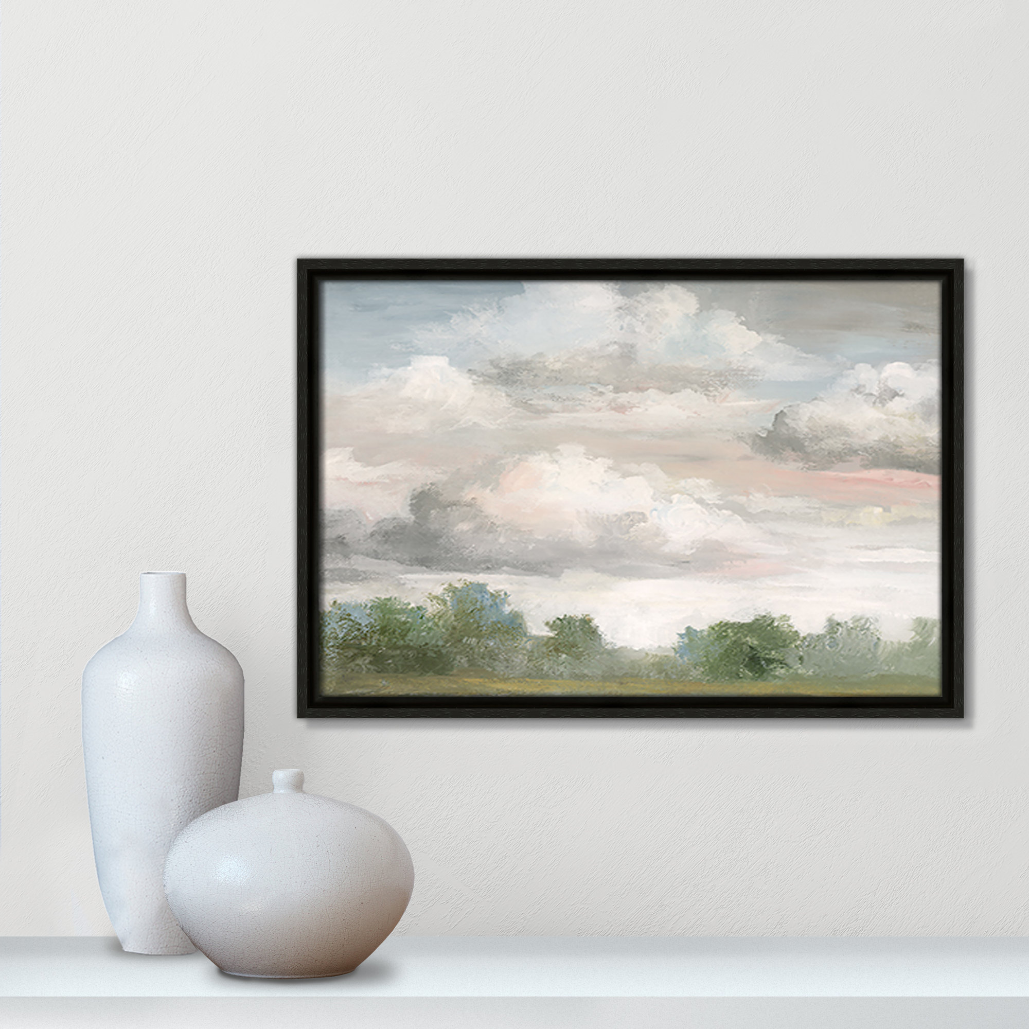 Pastel Morning Sky Framed On Canvas by Nan Print, 13.5" H x 19.5" W x 2" D, Espresso Framed