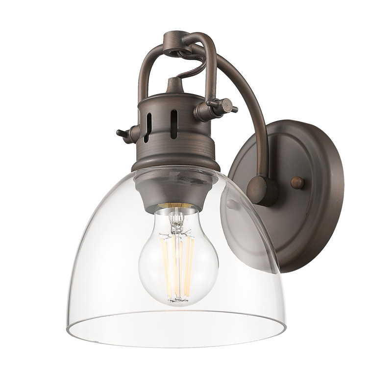 Meuble-lavabo 1 lumière avec verre transparent Iftimie, Bronze huilé