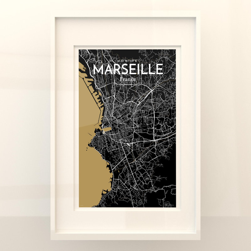 Marseille City Map In Luxe - No Frame Print, 36cm H x 24cm W x 0.05cm D
