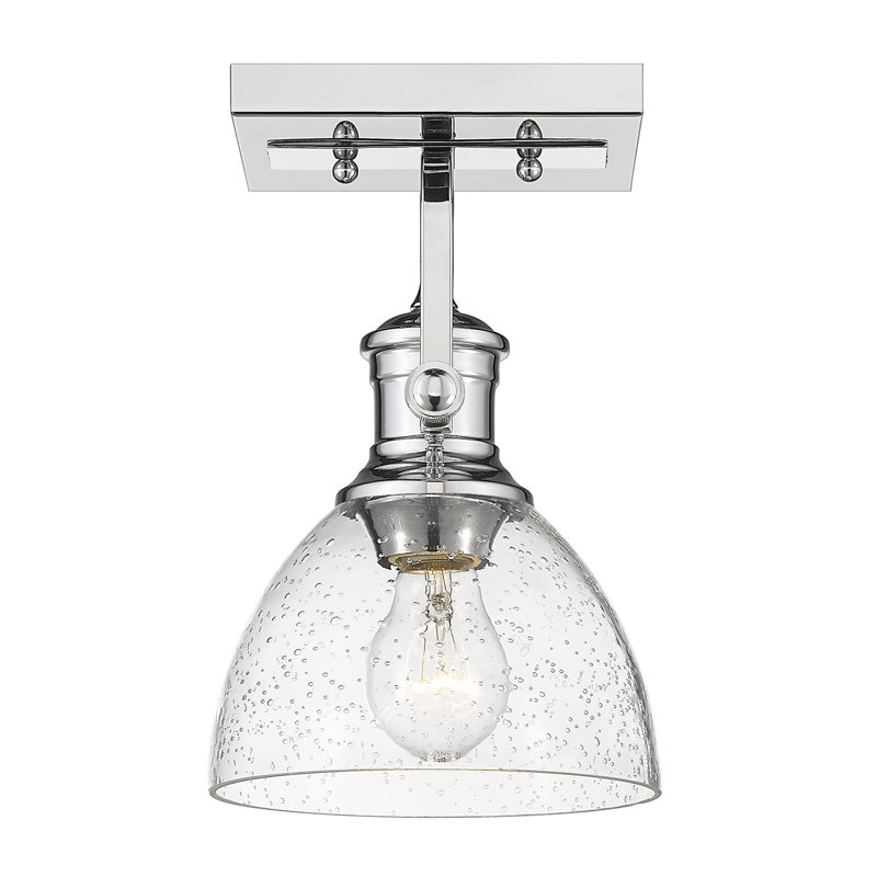 Bales Glass Semi Flush Mount, Chrome, Seeded Glass