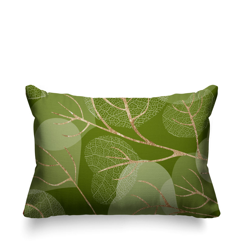 Coussin lombaire intérieur / extérieur Baka Leafs, Chertreuse / or