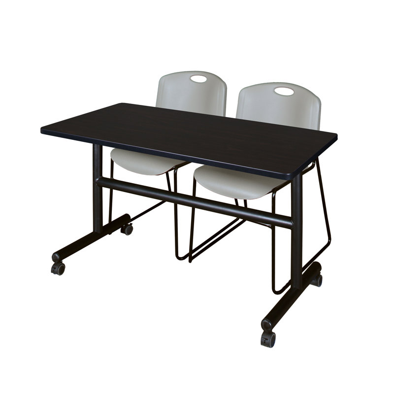Table de nidification Nickilis, 2 chaises empilables Zeng, Érable / gris, H 29 po x l 48 po x P 24 po
