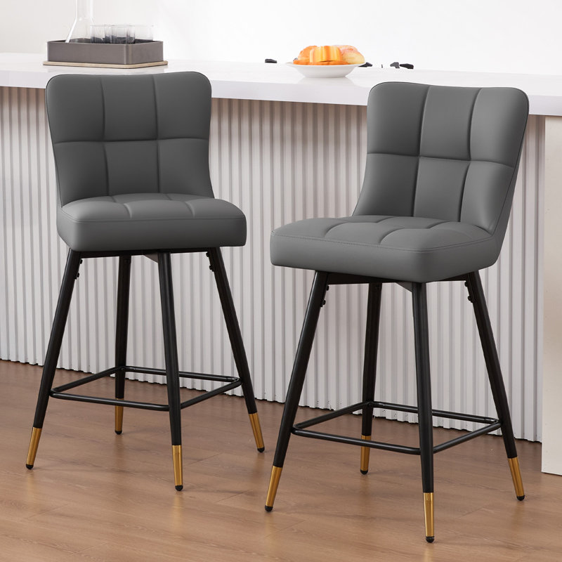 Tabouret de bar pivotant 26 po, Gris, 2