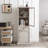 Tall Freestanding Storage Cabinet With Glass Door, Shelves, And Drawer For Living Room, Kitchen, Dining Room, And Office-1808092036