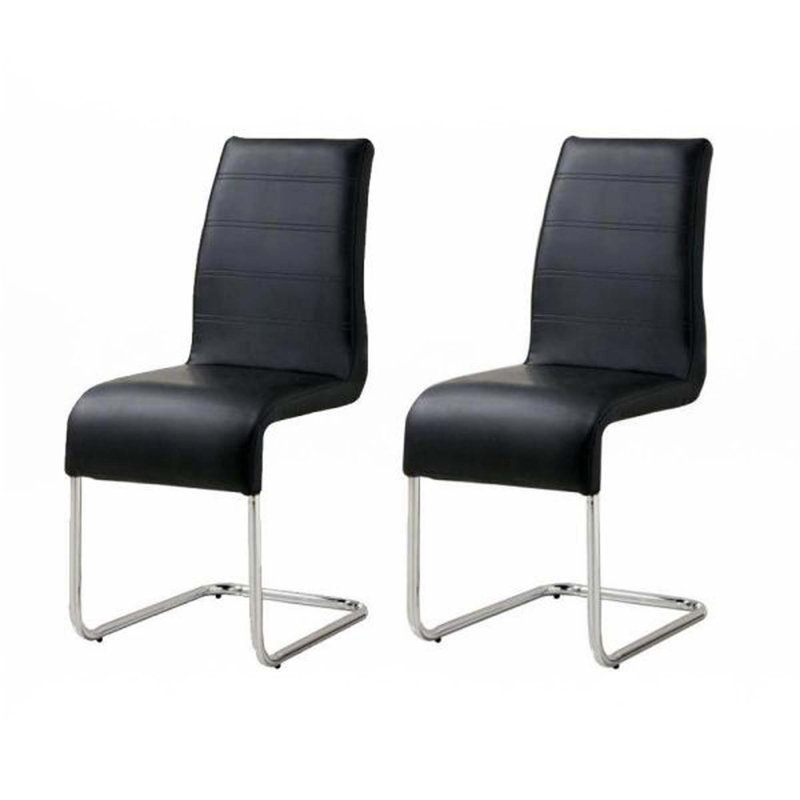 Leatherette 2Pc Side Chairs, Black