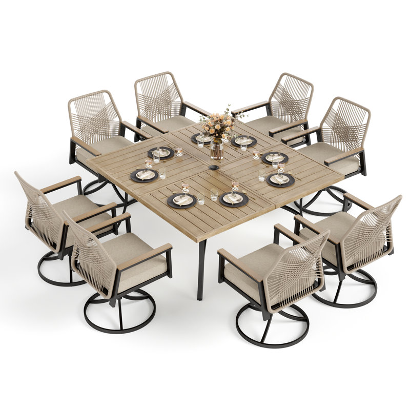 Kerrie 8 - Person Outdoor Patio Dining Set With Cushion, Beige