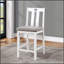 Ensemble de salle à manger 5 pièces à hauteur de comptoir en bois massif blanc avec coussins en tissu gris imitant le lin pour plus de confort et de style