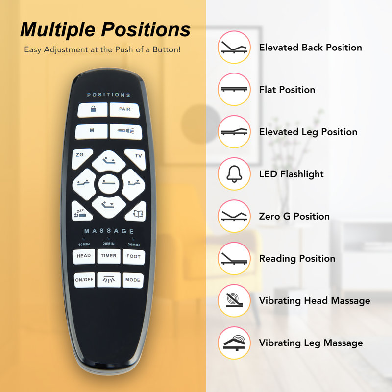 Queen Adjustable Metal Frame Bed with Lighted Headboard