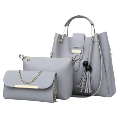 Womens Purse And Handbag 3 Pcs Bag Set Tassel Tote Clutch Satchel Top Handle Shoulder Bag