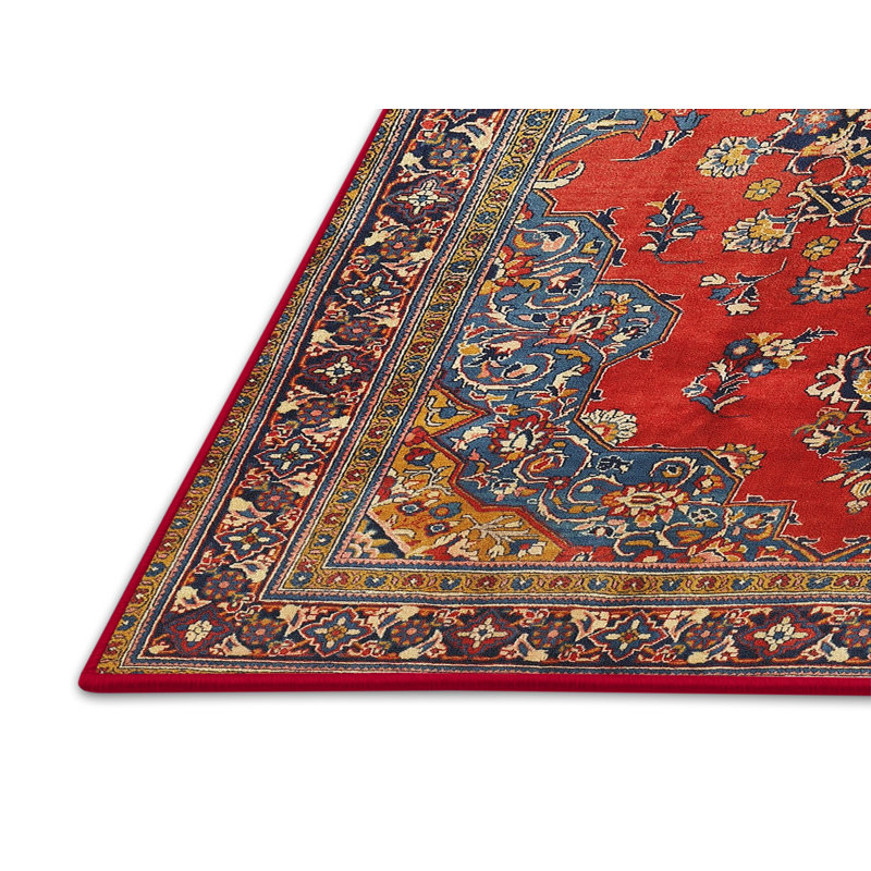 Tapis traditionnel bleu / rouge / mauve, Rectangle 4 pi x 6 pi