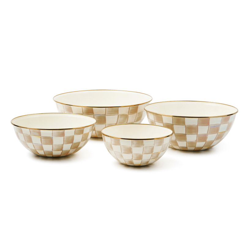 Mocha Check Medium Everyday Bowl, 9.5"