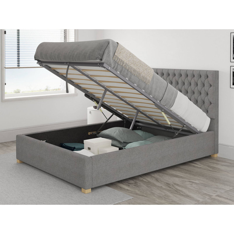 Central City Upholstered Ottoman Storage Bed, Super King (6'), Grey
