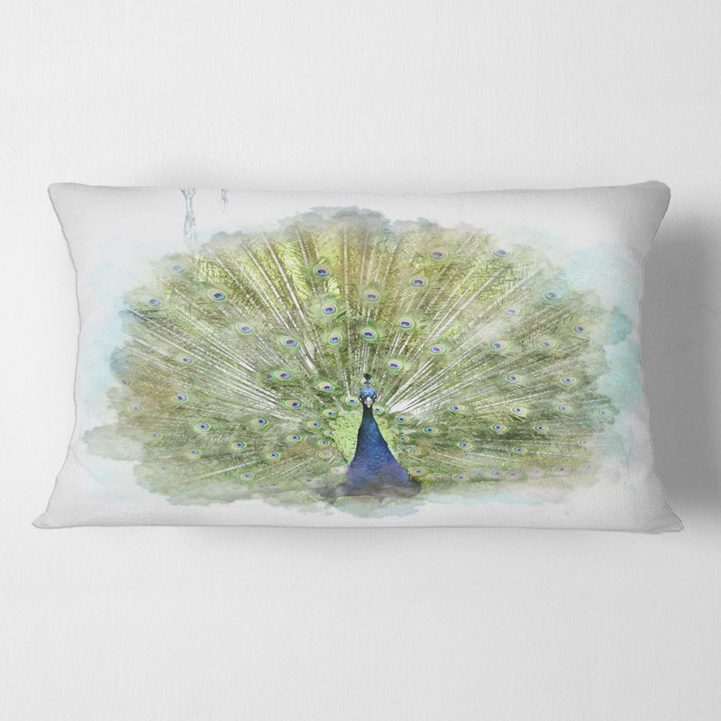Peacock Bird - Traditional Printed Throw Pillow