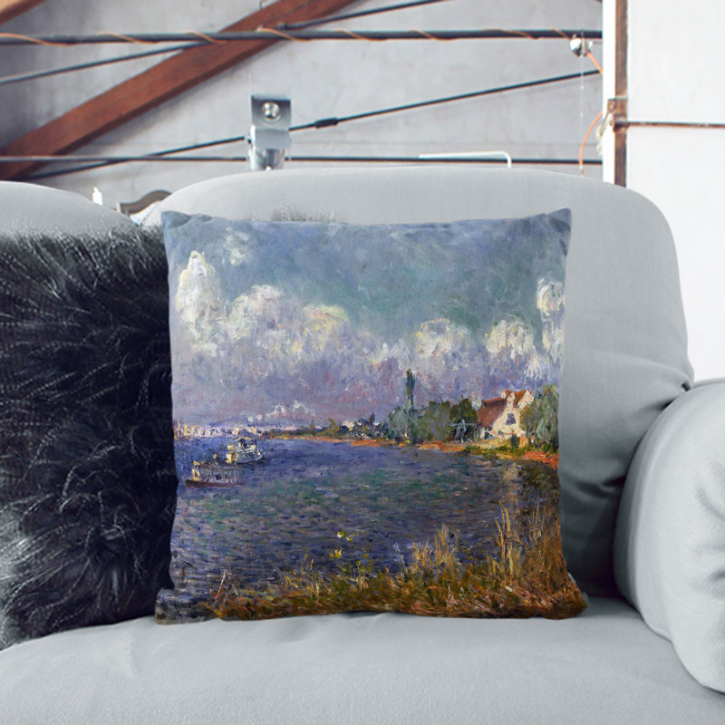 The Seine at Billancourt Scatter Cushion with Filling, Stone, 40cm H x 40cm W x 15cm D