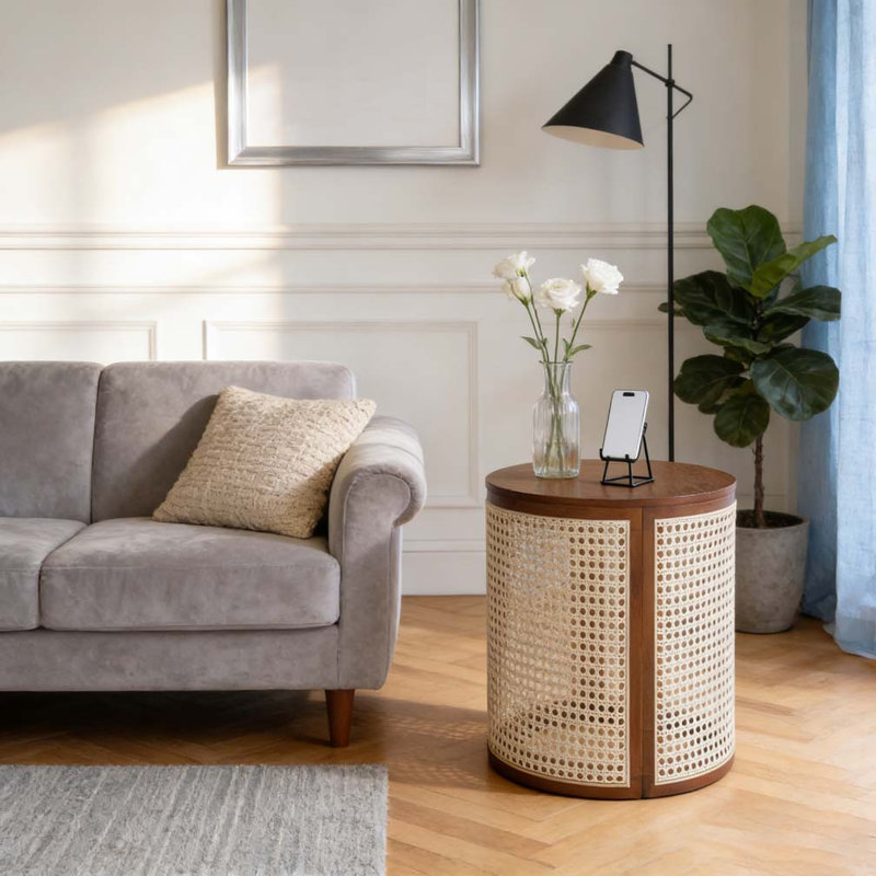 Table de bout ronde 15,70 po, Marron foncé
