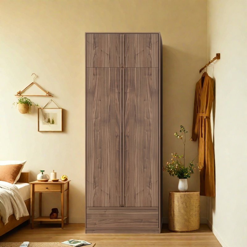 Classic Black Walnut Simple Wardrobe, 94.49" H x 35.43" W x 23.62" D