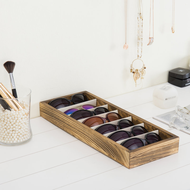 Wood 7 Compartment Makeup Organiser