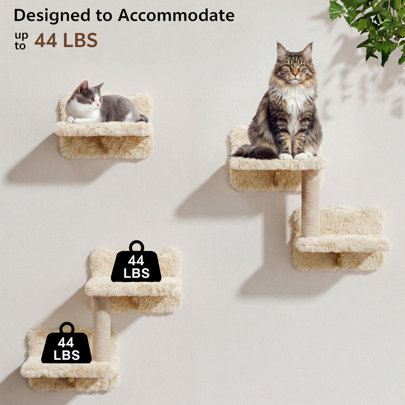 Ensemble de 9 étagères pour arbre à chat mural, Beige