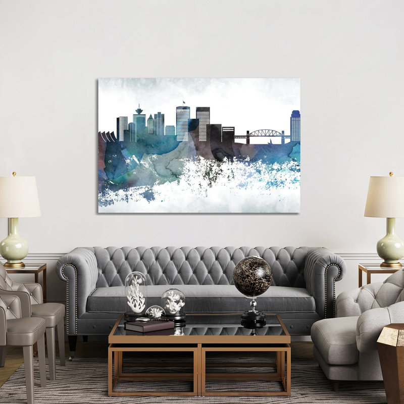Vancouver Bluish Skyline 1 Piece Wrapped Canvas Wall Art, 152.5 cm H x 101.5 cm W