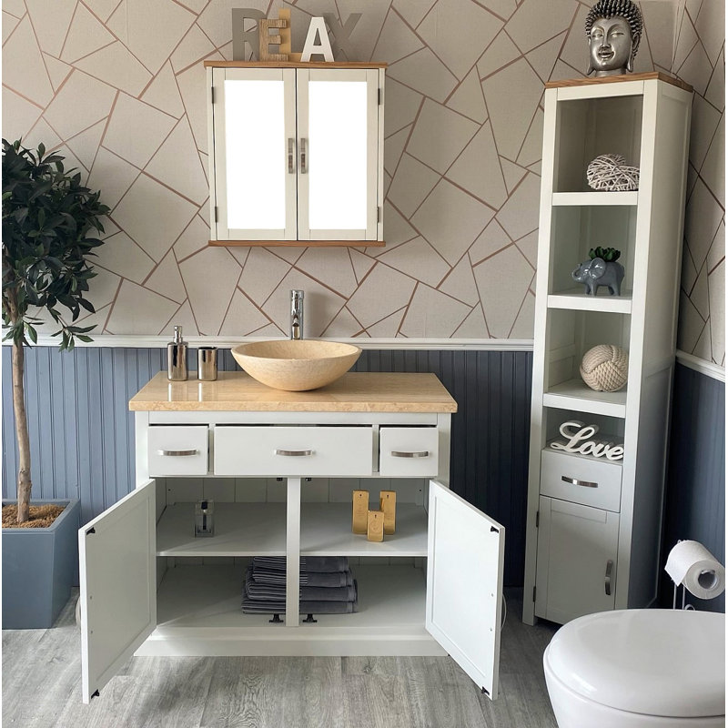 Ambach 1000mm Single Bathroom Vanity with Vessel Marble Basin, White