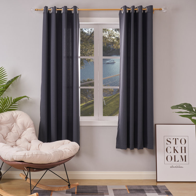 Marun Adjustable Overall Width x 0.75'' Diameter Single Curtain Rod, 28" - 48", Champagne