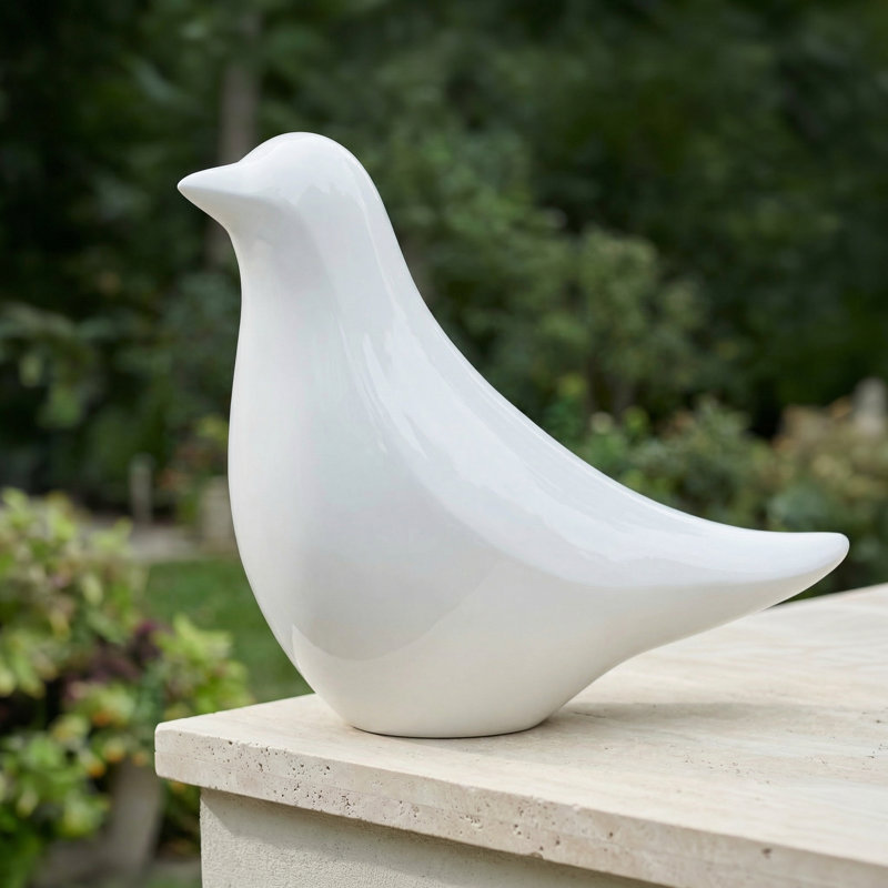 Grand oiseau pinson en pierre, À droite, Blanc