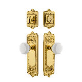 Nostalgic Warehouse Egg & Dart Entry Set with White Waldorf Crystal Knob