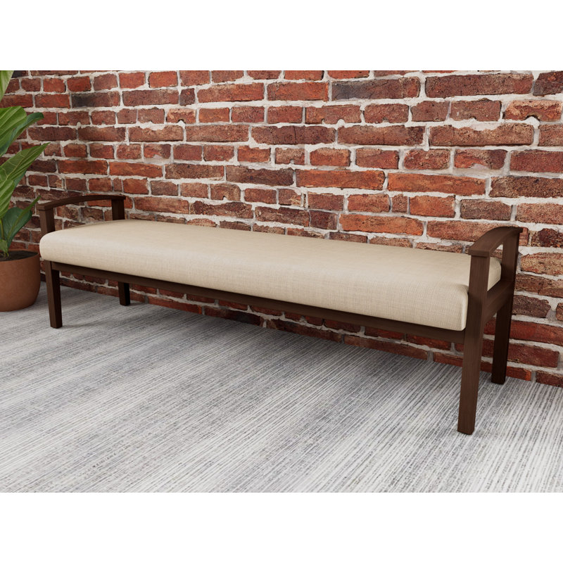 Banc en bois massif Amherst, Noyer Riftwood, Chambray calcaire