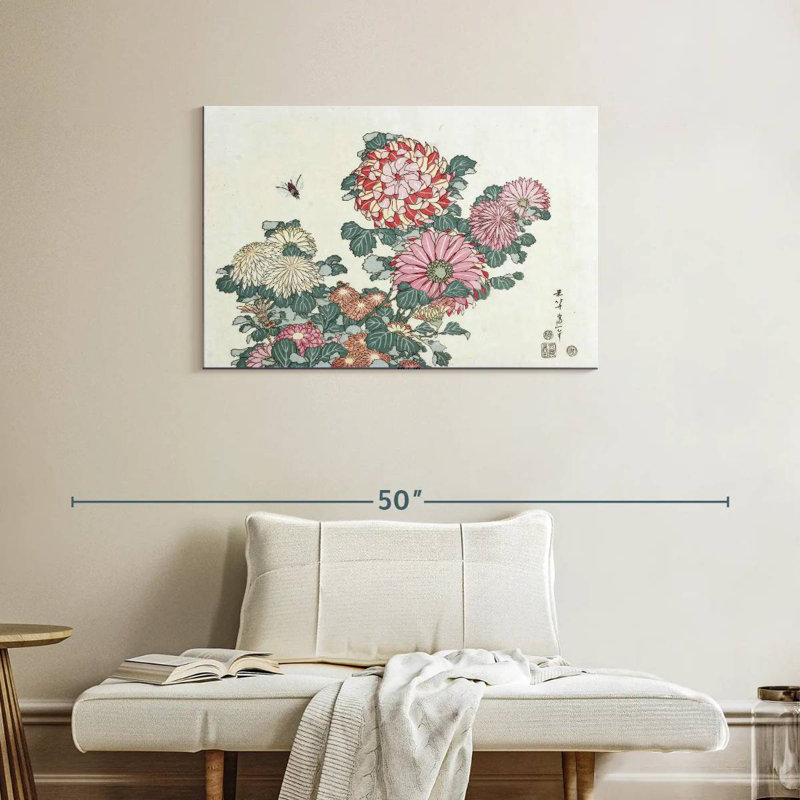 Chrysanthèmes Harnek et une abeille, H 24 po x l 36 po