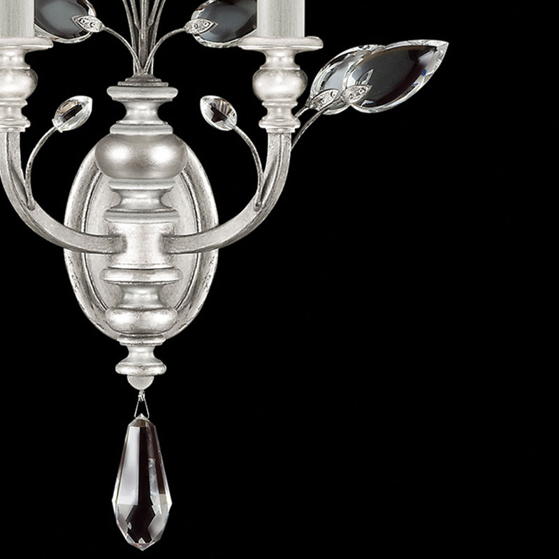 Crystal Laurel Candle Wall Light, Silver
