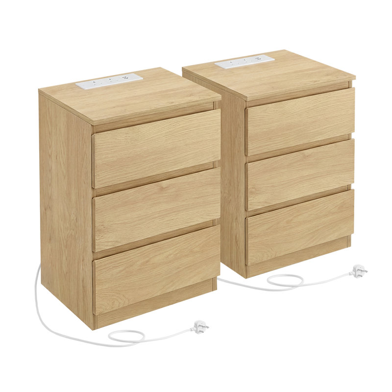 Rumena 40cm W Manufactured Wood Bedside Table, Straw Yellow